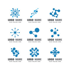 Molecule logo illustration vector template - obrazy, fototapety, plakaty