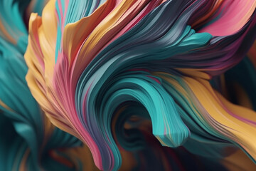 Abstract composition background. Illustration of a spiraling and twisting colorful shape. Generative AI - obrazy, fototapety, plakaty