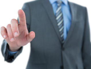 Midsection of businessman using futuristic digital screen