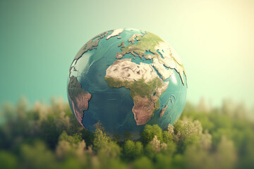 Earth Day - conceptual illustration. Sustainable, eco, green, planet friendly. Generative AI