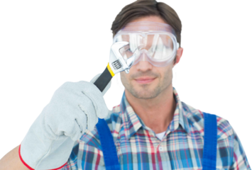 Plumber holding adjustable wrench