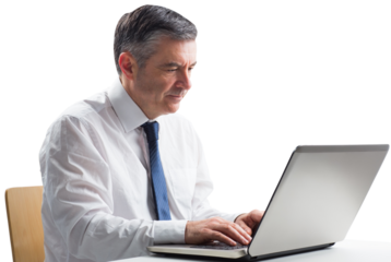 Mature businessman using his laptop