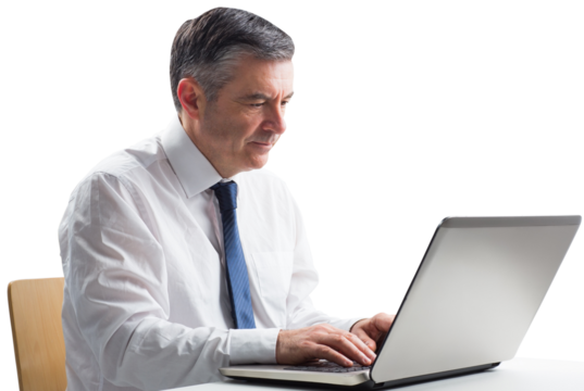 Mature businessman using his laptop - Powered by Adobe