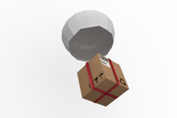 Foto op Plexiglas Parachute carrying cardboard box © vectorfusionart
