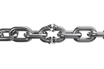 3d image of broken silver metal chain 