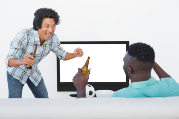 Soccer fans watching tv