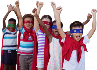 Children in superhero costumes
