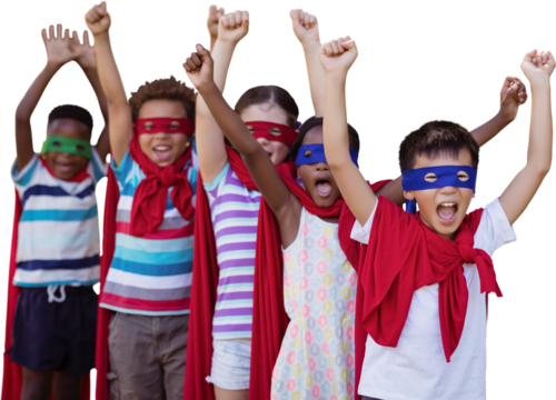 Children in superhero costumes