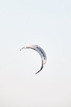 Corfu, Greece, August,06 2022, white kite sails in the air
