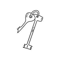 Bunch of keys. Black and white vector isolated illustration hand drawn doodle. Concept of privacy, security and protection