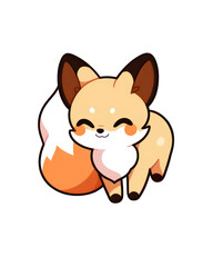 Cute cartoon fox smiling on a white background. Vector illustration.