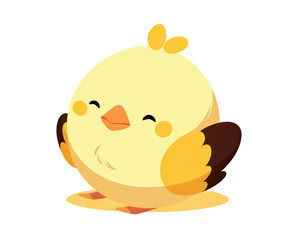 Cute little chicken sitting on a white background. Vector illustration.