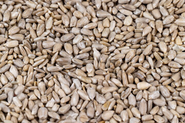 Sunflower seeds peeled from the black shell