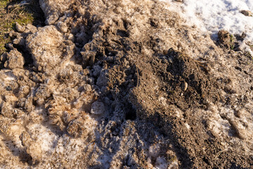 dirty old ice collected from the highway