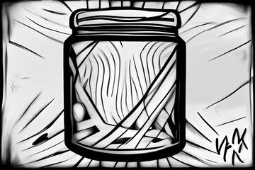 recek jar, black and white drawing - generative ai