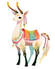 Illustration of a stylized alpaca on a white background. 