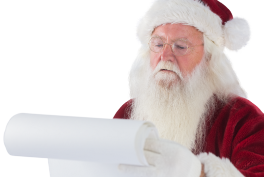 Santa Claus reads a list