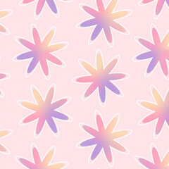 Y2k gradient floral seamless pattern. Abstract geometric shape in trendy retro style.