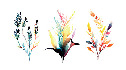 Set of watercolor floral arrangements. Spring style vector design