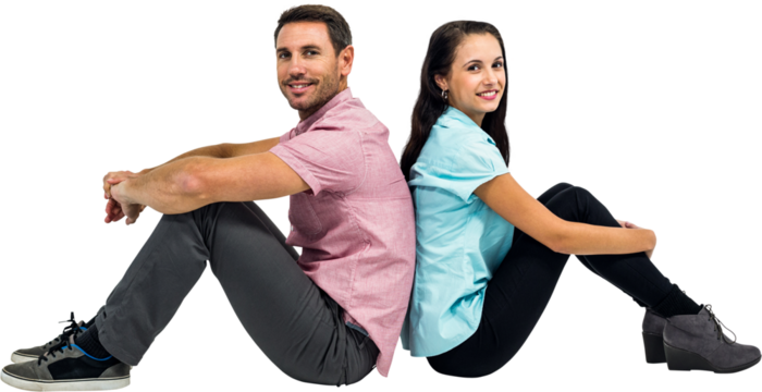 Portrait of couple sitting back to back
