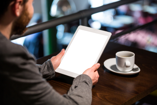 Businessman holding tablet