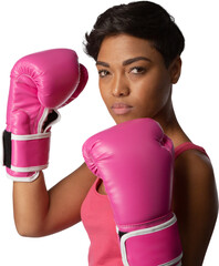 Woman fighting against breast cancer against white background