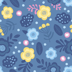 Cute, modern abstract floral pattern. Background with flowers.