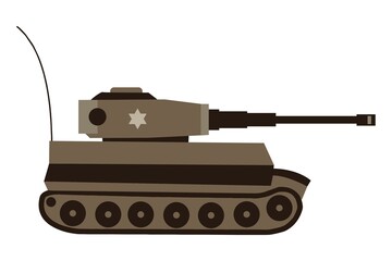 Fototapeta premium Military Battle Tank Icon flat white background