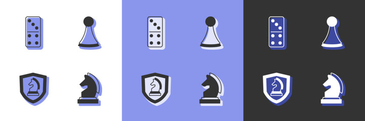 Set Chess, Domino, and Chip for board game icon. Vector