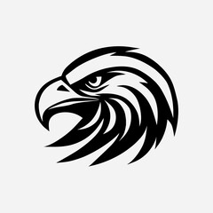 Eagle head, side face, simple line art illustration vector file, suitable for logo design, print on demand, tattoo, etc..