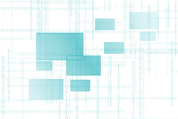 Rectangle shapes with binary code against white background