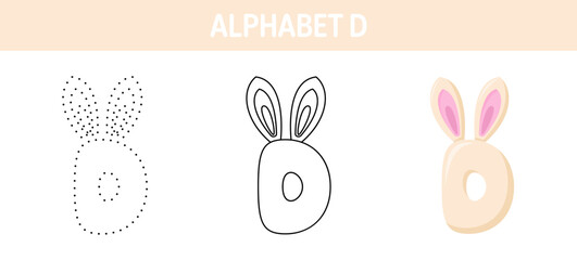 Obraz premium Alphabet D tracing and coloring worksheet for kids