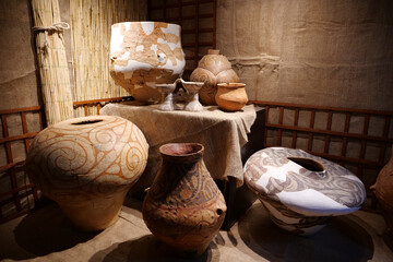 Real ancient pottery glued together from separate fragments