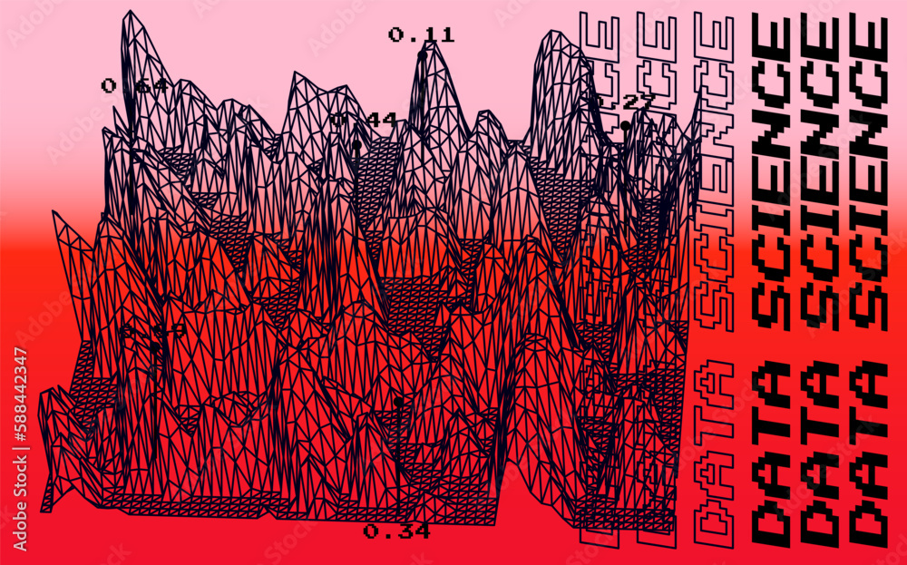 Leinwandbilder Data visualization in a three-dimensional abstract geometric graph. Machine learning and AI subject illustration.