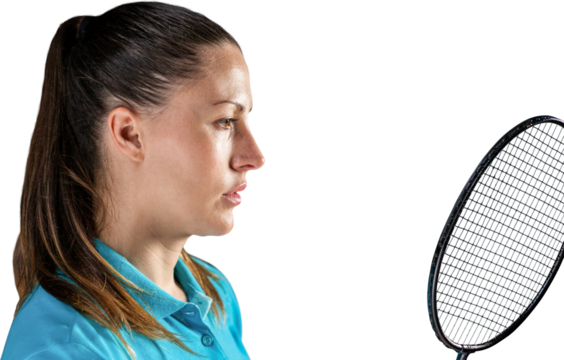 Woman with badminton racket