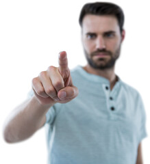 Man touching invisible object 