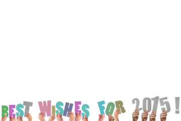 Colorful alphabet spelling best wishes for 2015 held up by people 