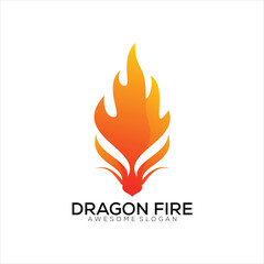 dragon head logo with fire design gradient colorful