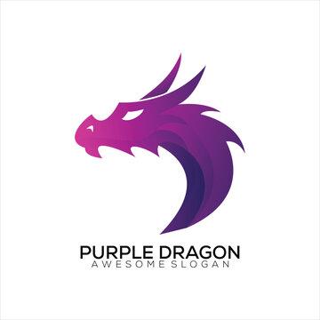 purple dragon logo design gradient colorful