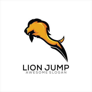 lion jump logo mascot design colorful