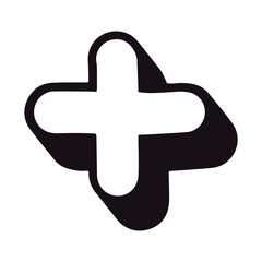 Plus Sign Or Cross. Outline Hand Drawn Illustration