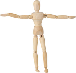 3d image of carefree wooden figurine standing