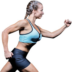 Side view of female athlete running