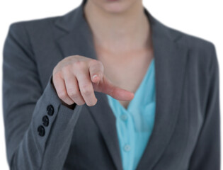 Midsection close-up of businesswoman using digital screen