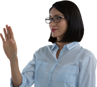 Woman using invisible screen