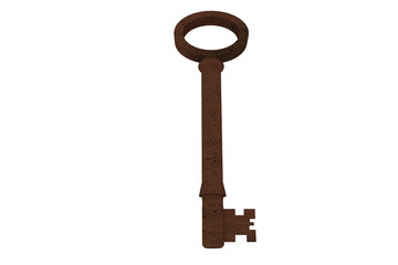 Digitally generated rusty old key