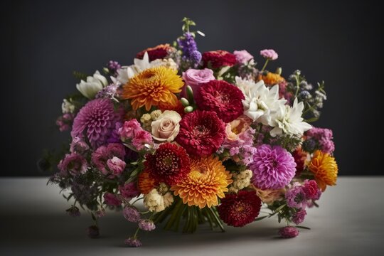 bouquet floreale, matrimonio o san valentino, composizione floreale su sfondo scuro. Foto ad altissima risoluzione