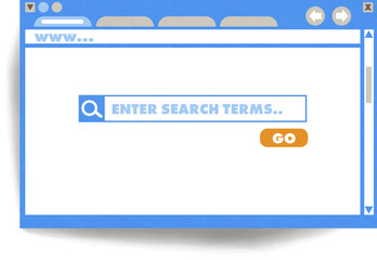 Computer graphic image of search engine interface
