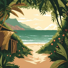 Tropical pathway to the sea, generative AI