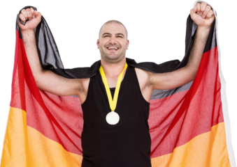 Happy man holding Germany flag